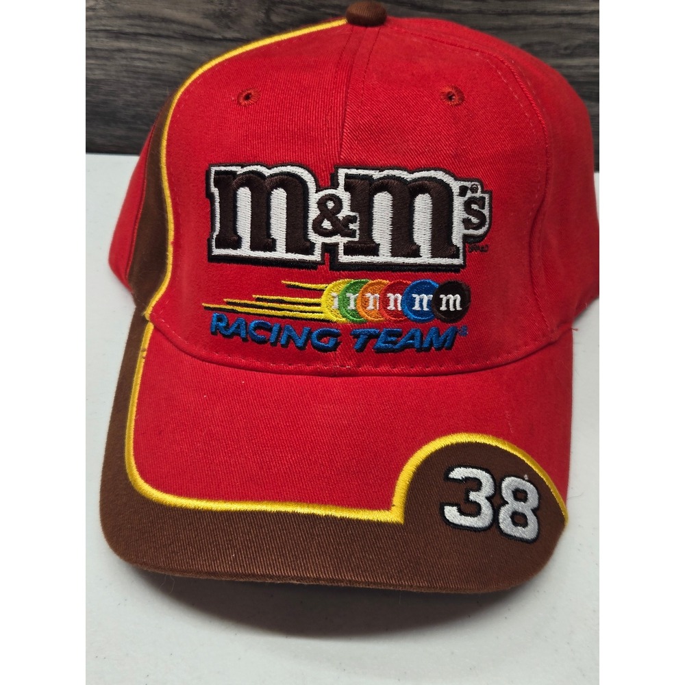 Winners Circle M&M's Racing Team Elliott Sadler #38 NASCAR Hat‎ Red Brown Mens